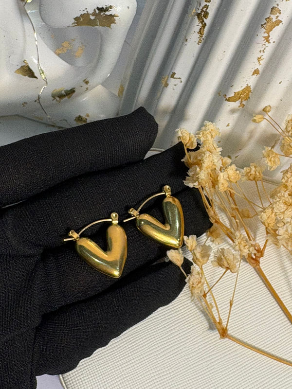 Puffy Heart Hoop Earrings