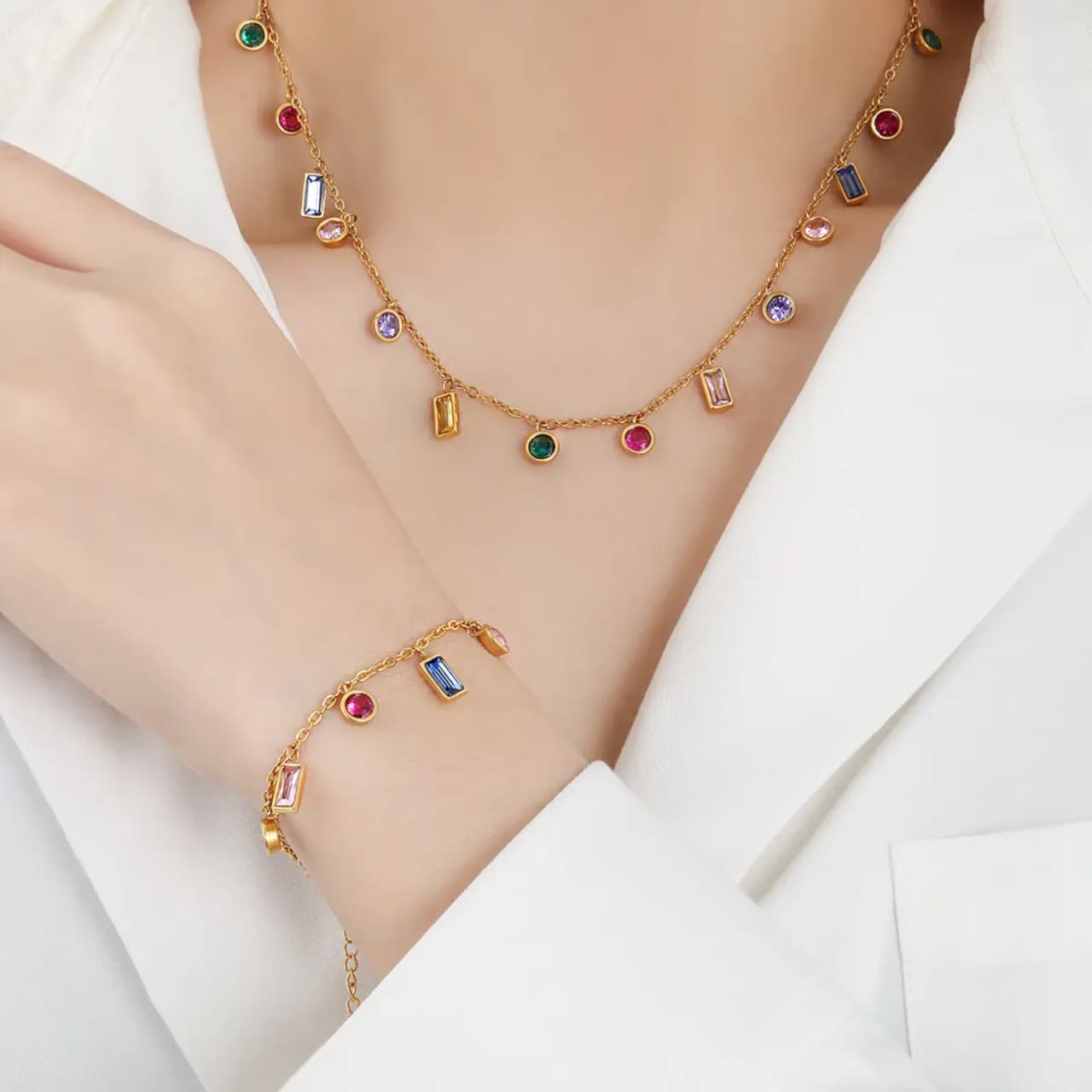 Multicolor Crystal Charm Set