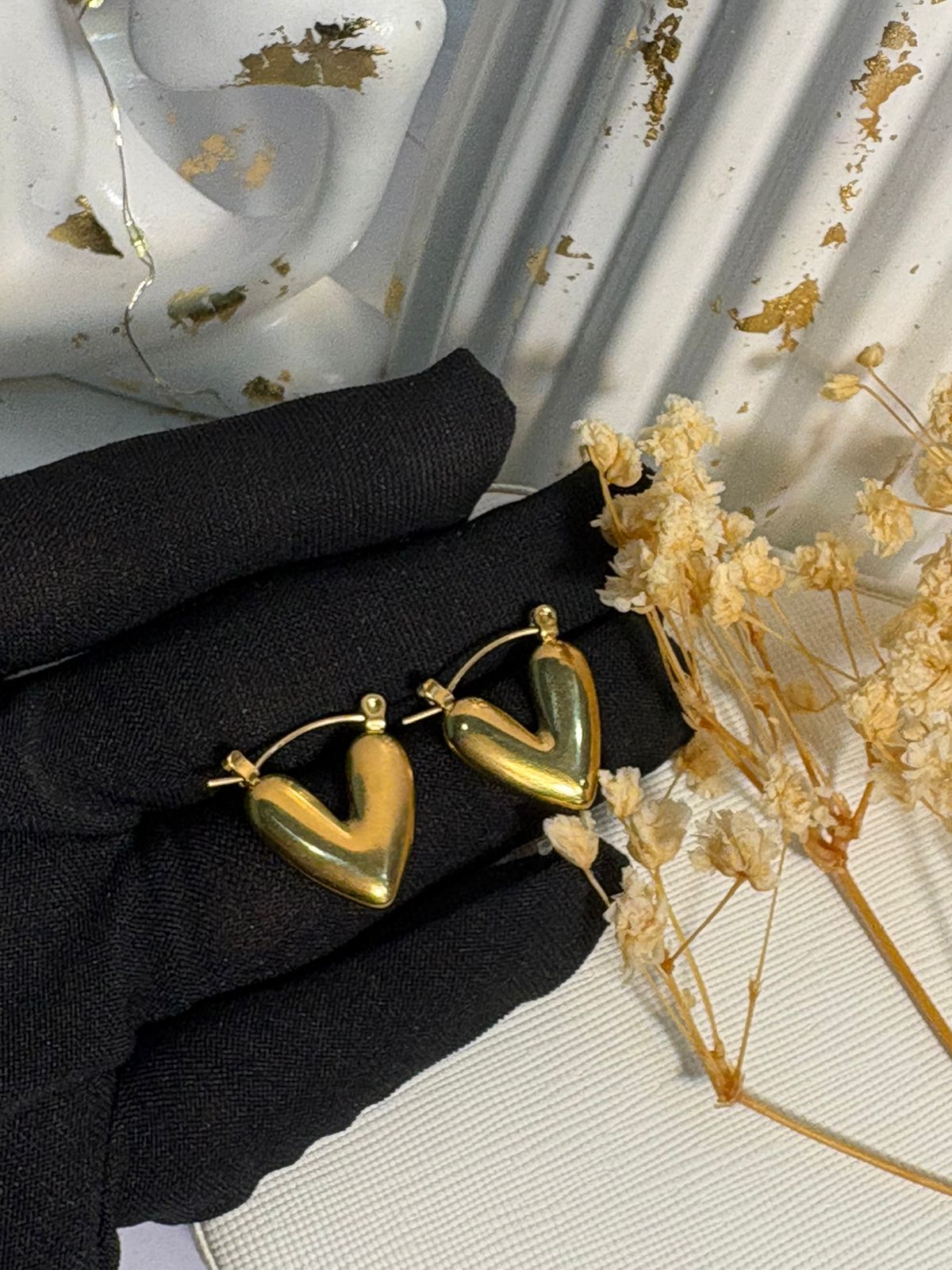Puffy Heart Hoop Earrings