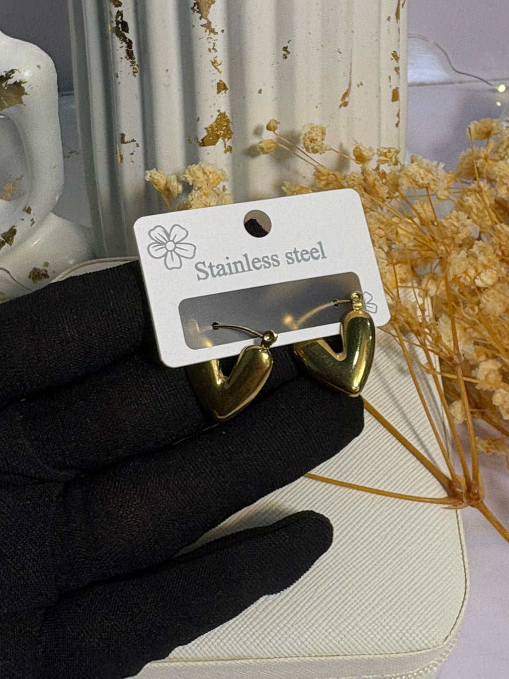 Puffy Heart Hoop Earrings
