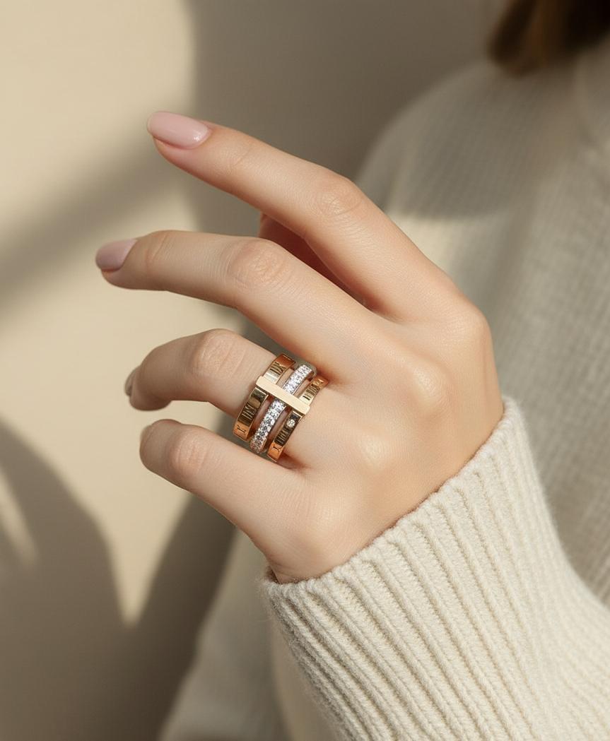 Roman Numeral Multi Layer Ring
