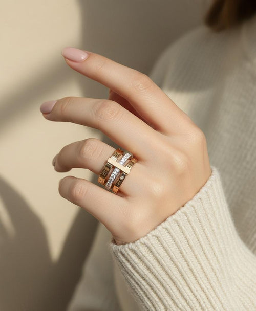Roman Numeral Multi Layer Ring