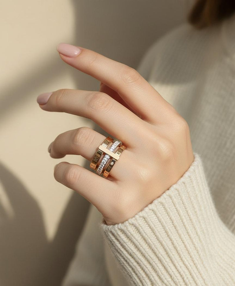 Roman Numeral Multi Layer Ring