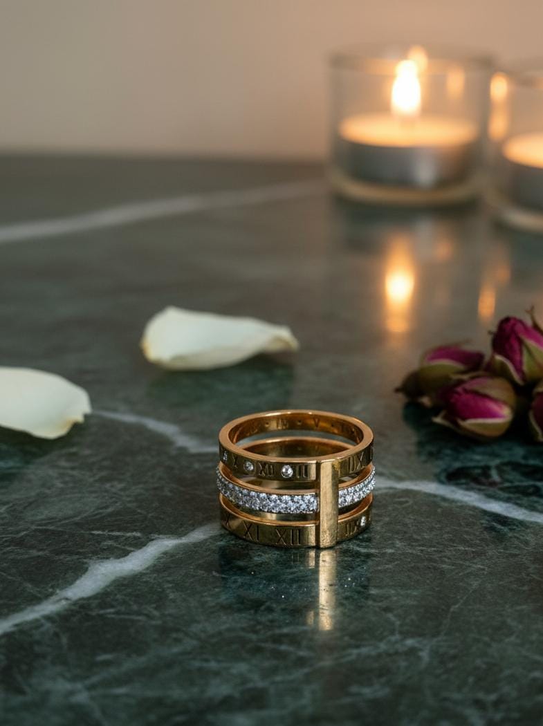 Roman Numeral Multi Layer Ring
