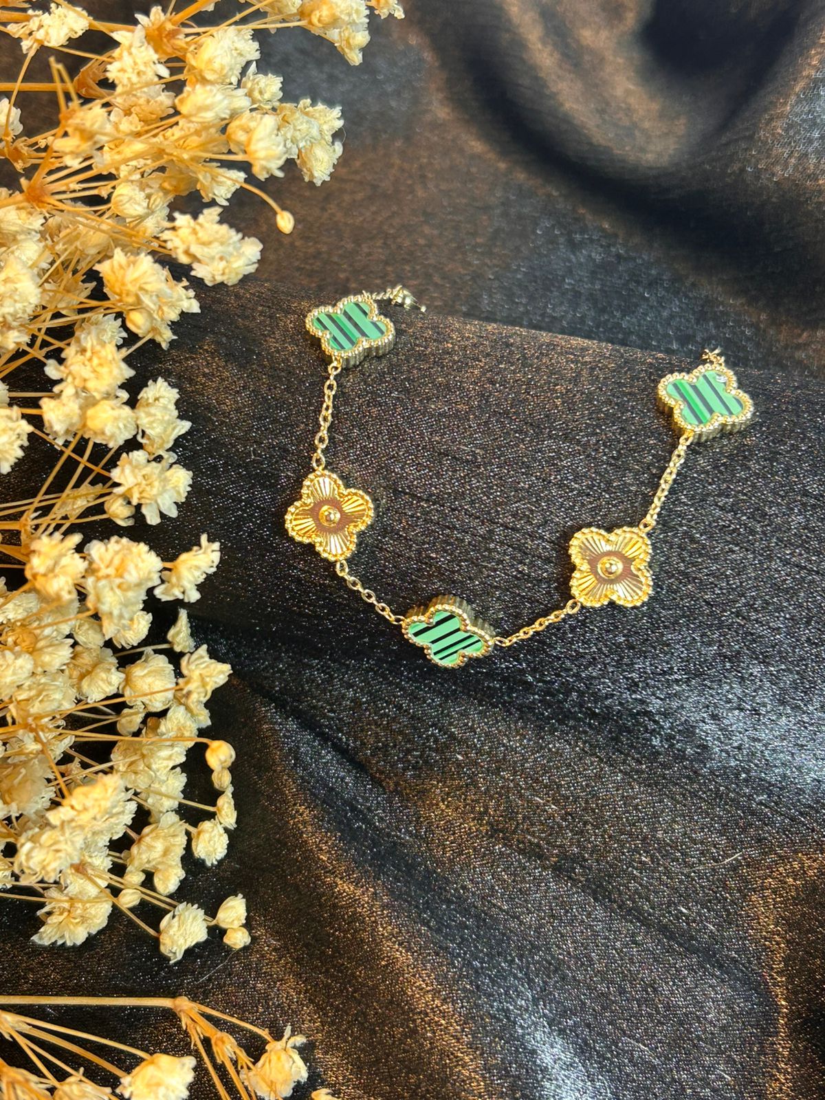 Green and Gold Clover Bracelet