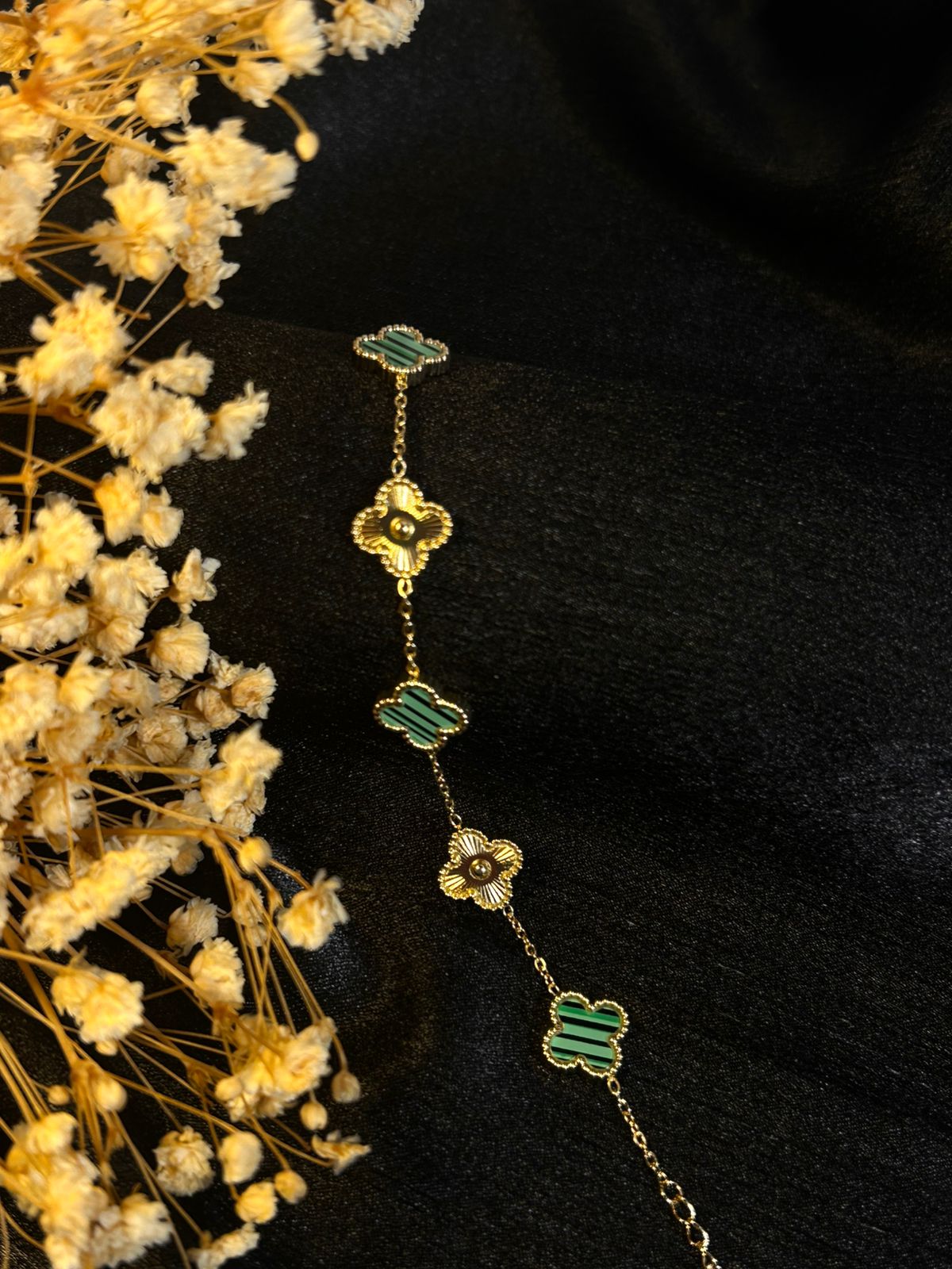 Green and Gold Clover Bracelet