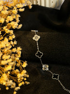 Black and Silver Clover Bracelet