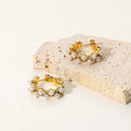 Mid Zircon Pearl Earrings