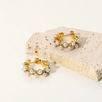 Mid Zircon Pearl Earrings