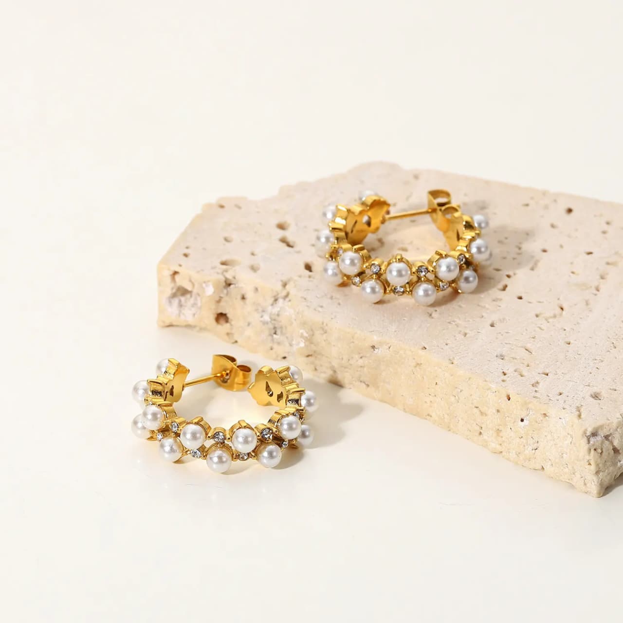 Mid Zircon Pearl Earrings