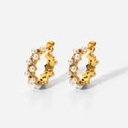 Mid Zircon Pearl Earrings