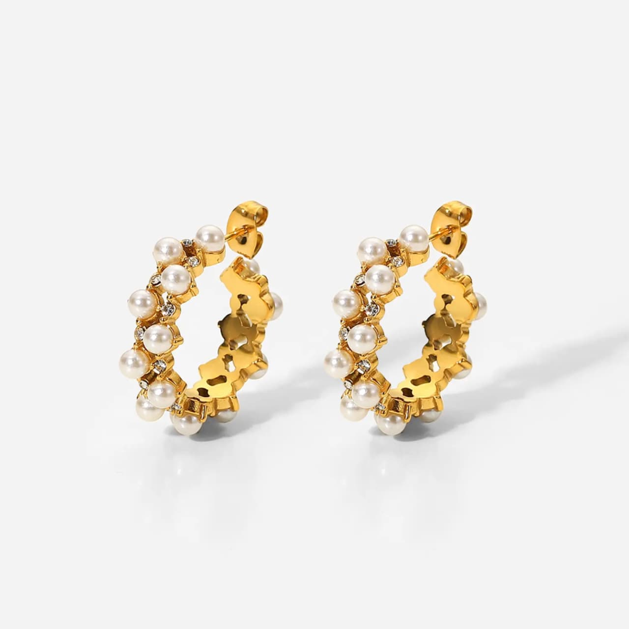 Mid Zircon Pearl Earrings