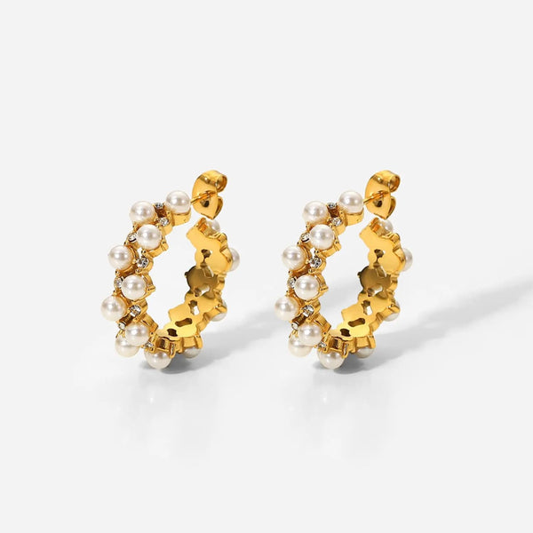 Mid Zircon Pearl Earrings