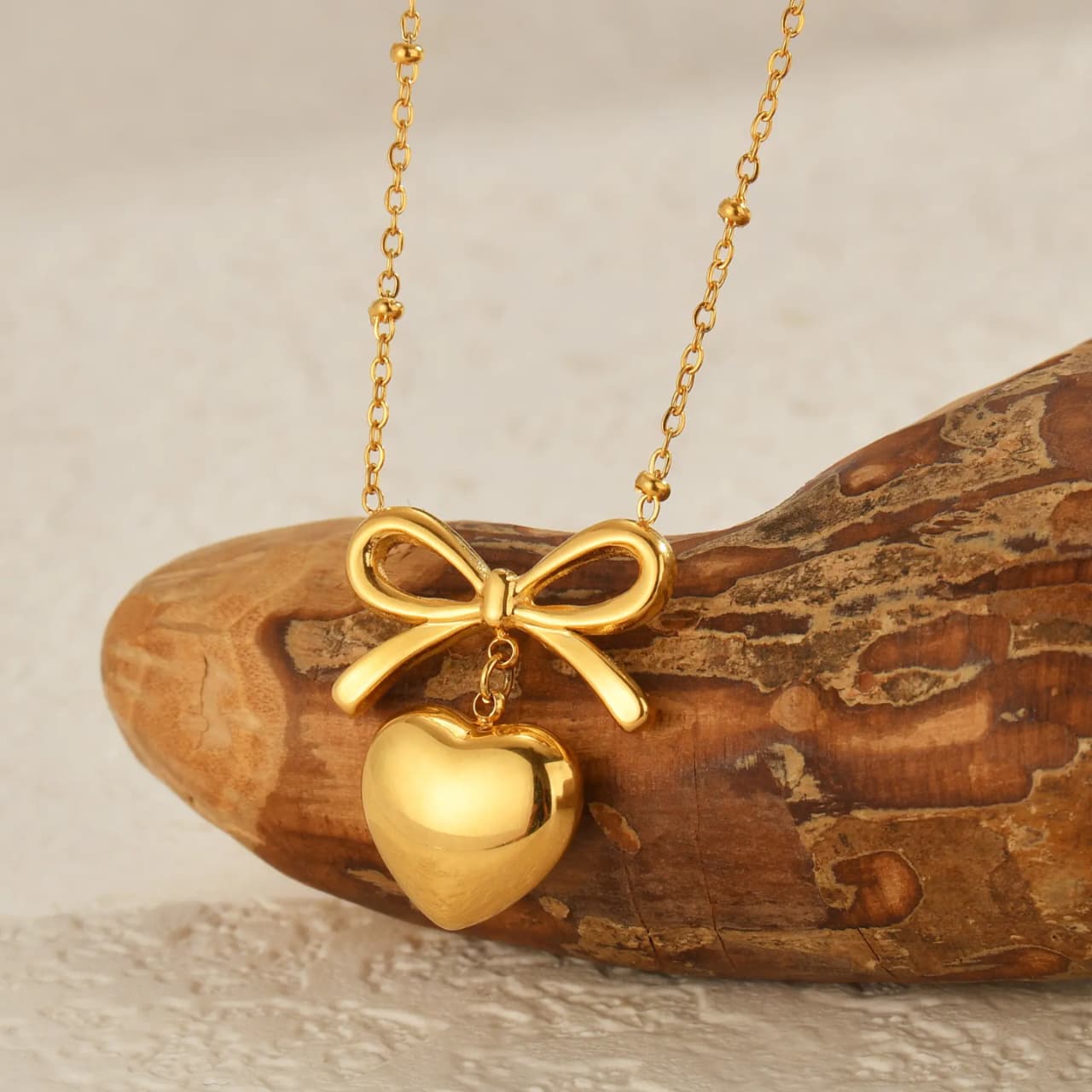 Bow Heart Necklace