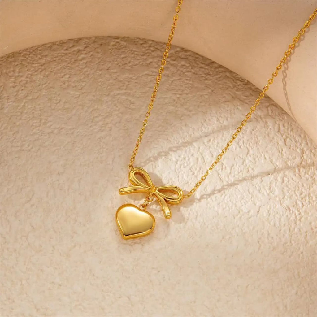 Bow Heart Necklace
