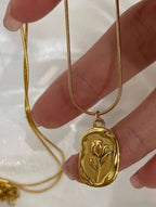 Gold Tulip Medallion Pendant
