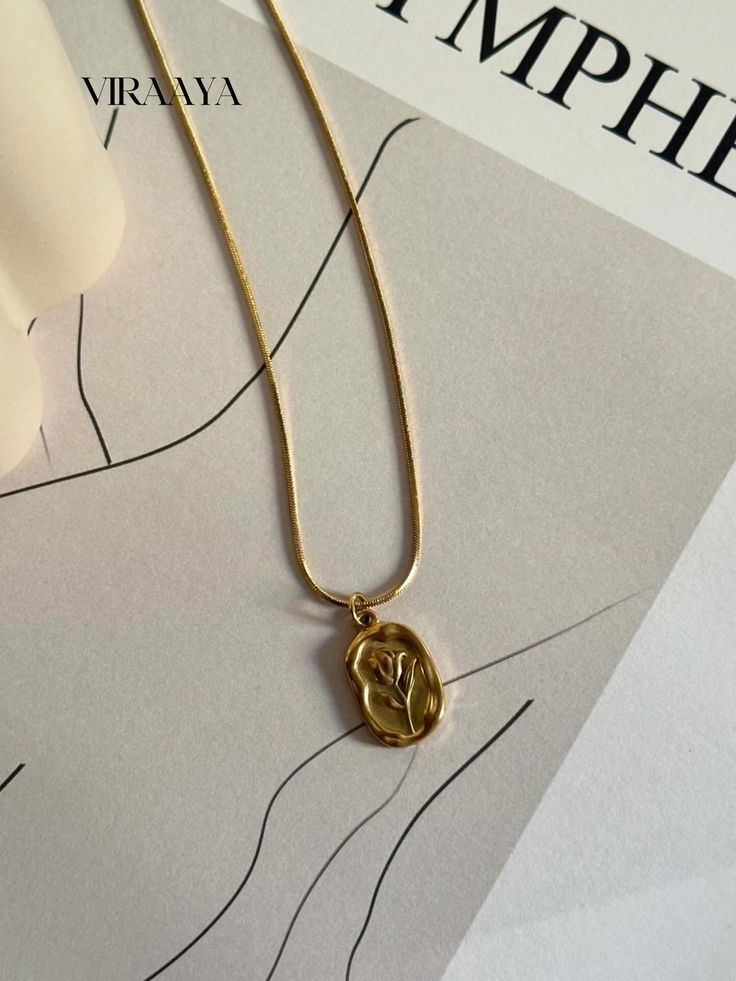 Gold Tulip Medallion Pendant