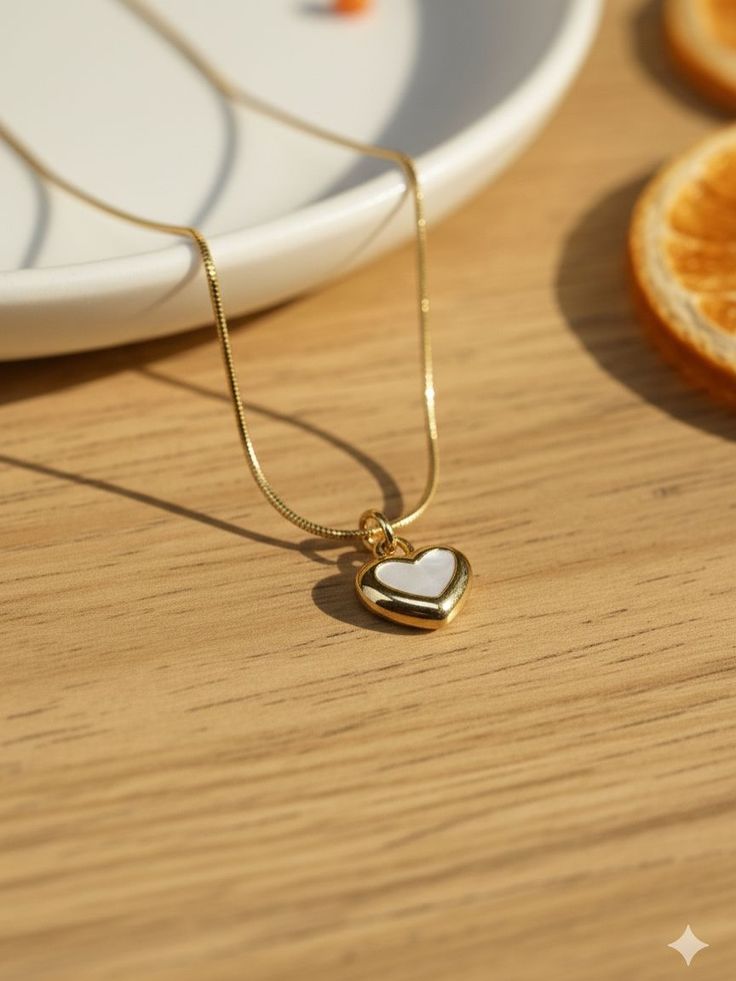 Gold Puffed Heart Pendant