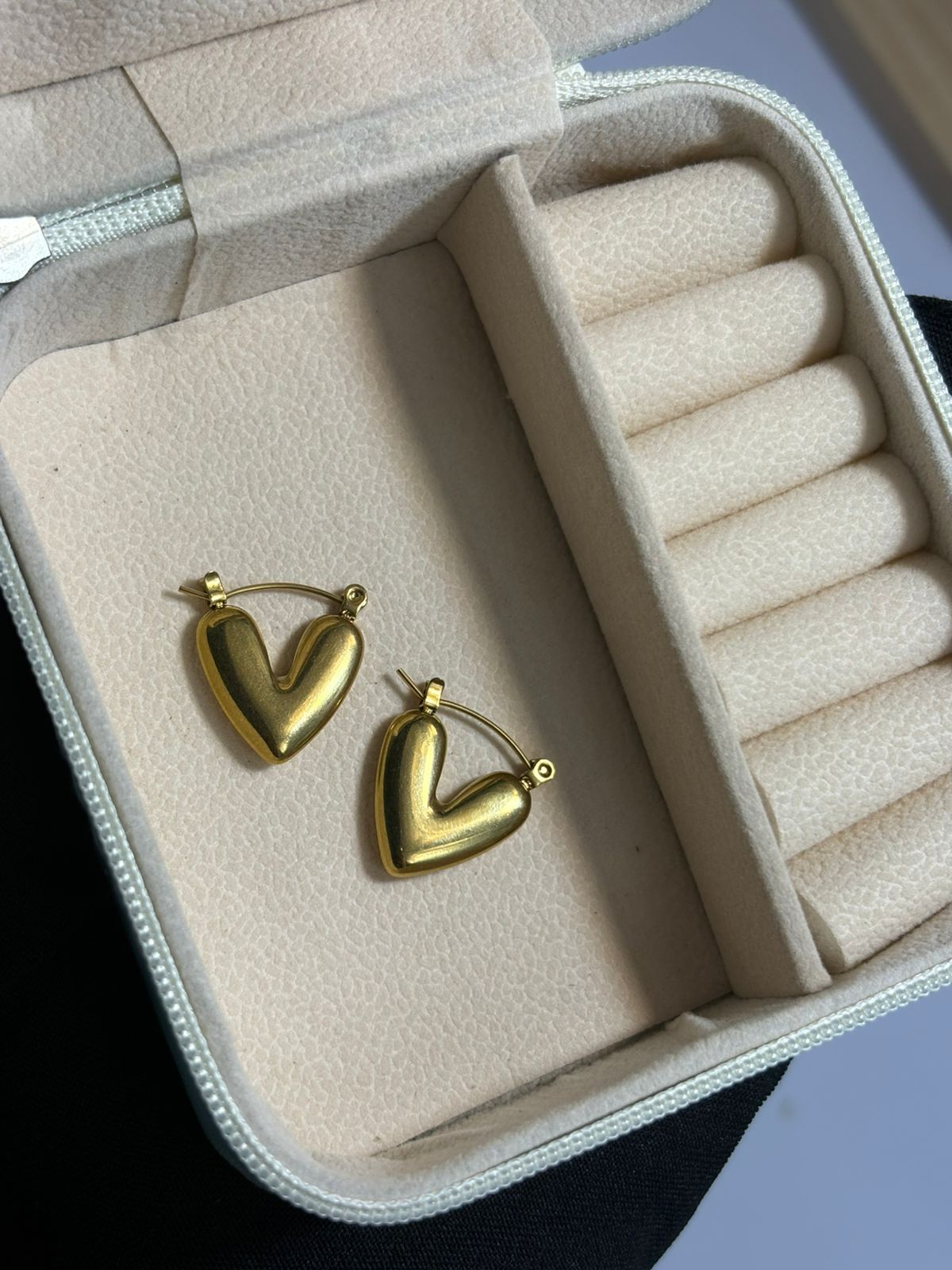 Puffy Heart Hoop Earrings