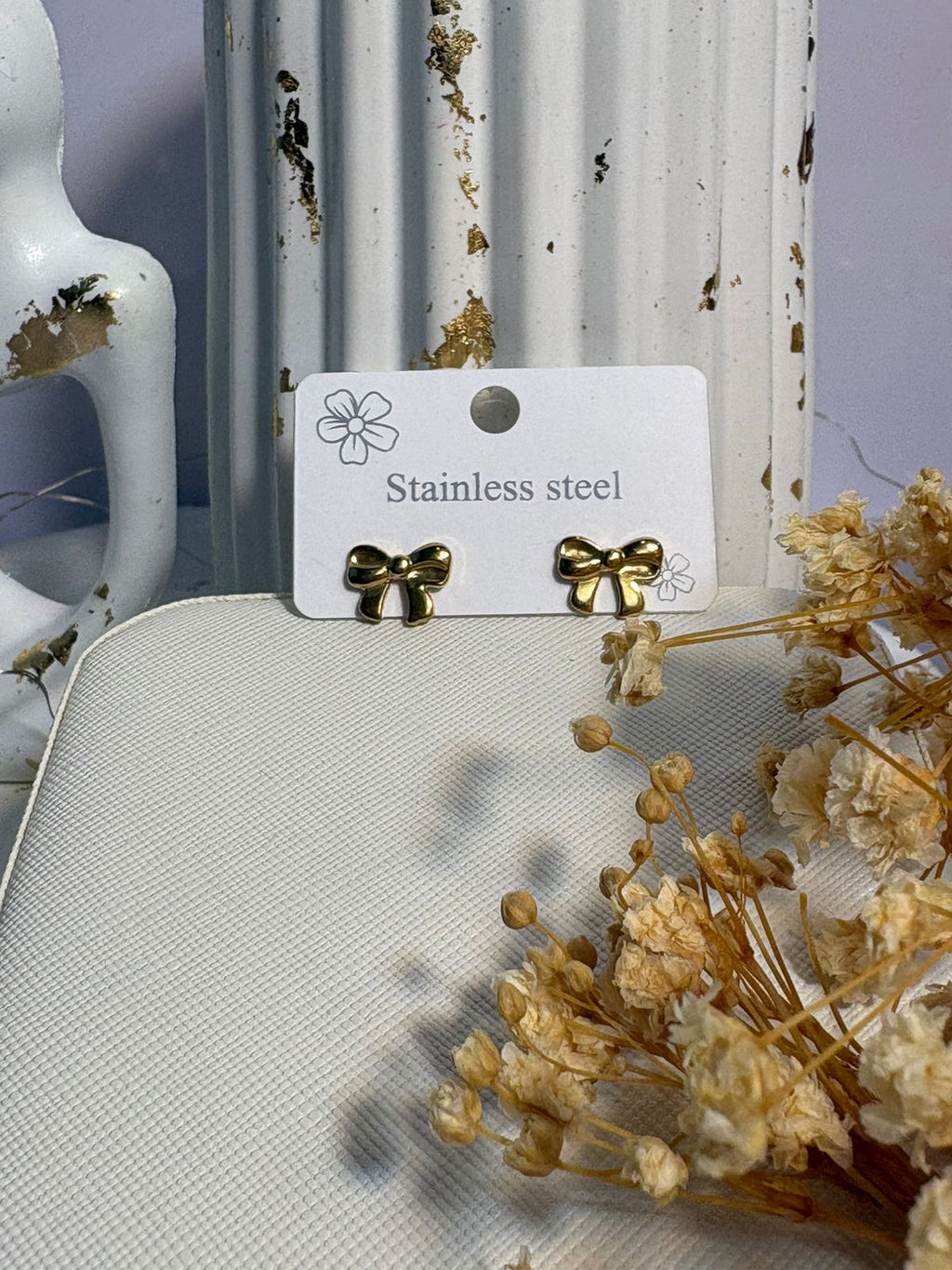 Mini Gold Ribbon Bow Studs
