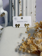 Mini Gold Ribbon Bow Studs