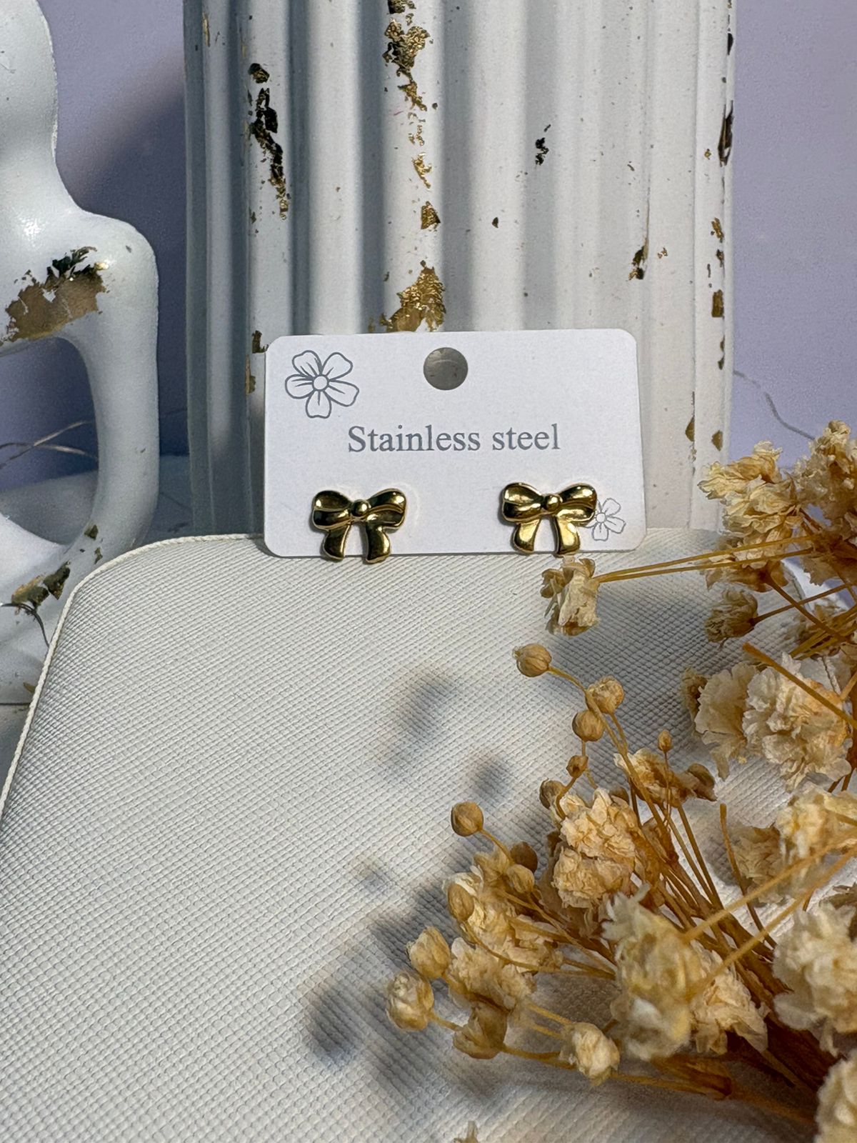 Mini Gold Ribbon Bow Studs