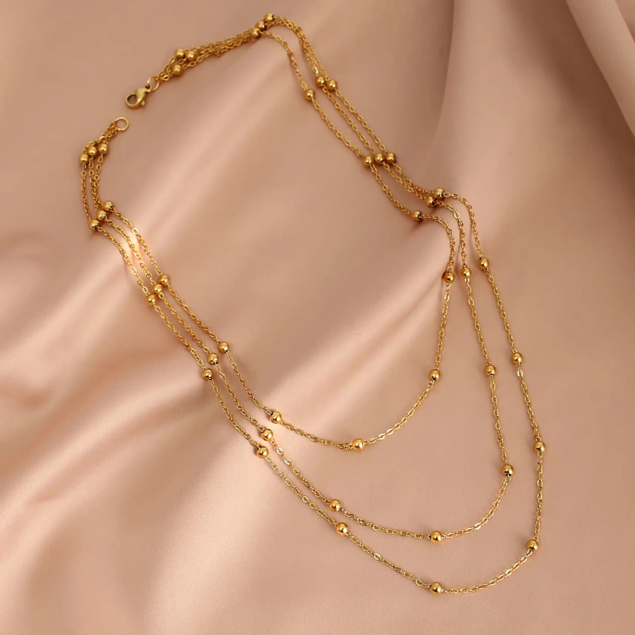 Three Layer Ball Chain Necklace