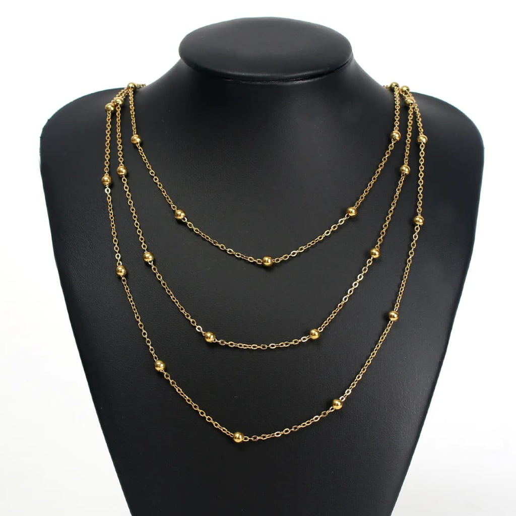 Three Layer Ball Chain Necklace
