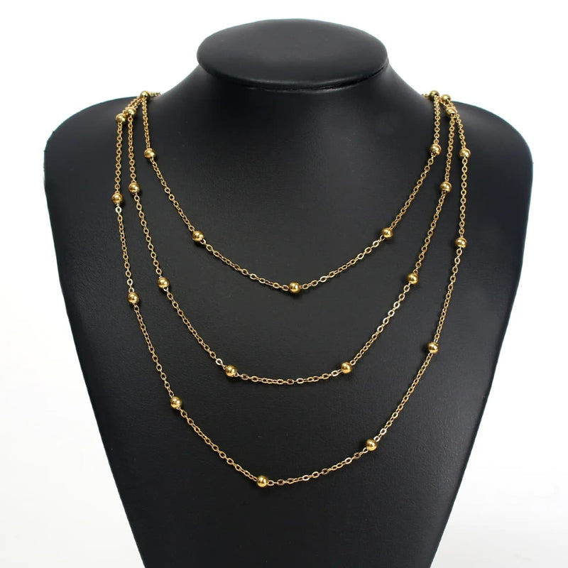 Three Layer Ball Chain Necklace